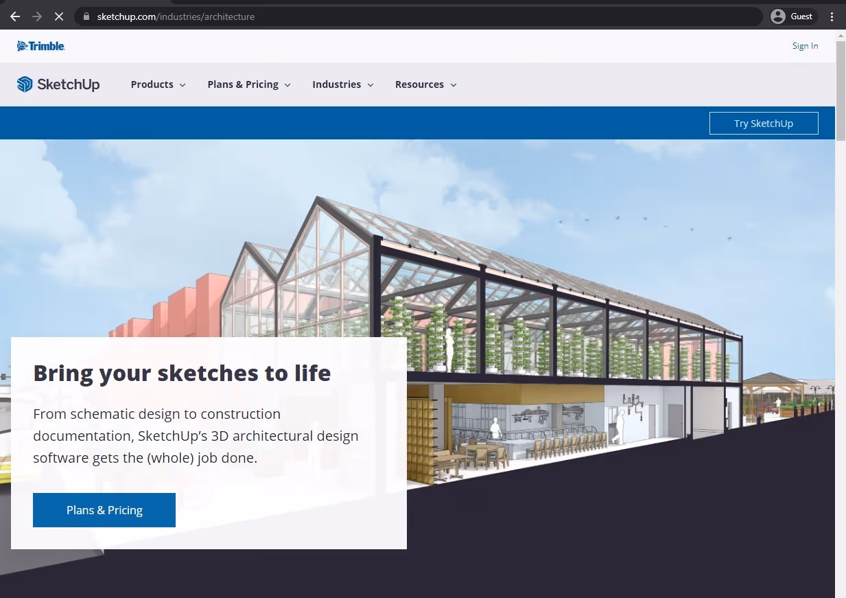 sketchup website landing page