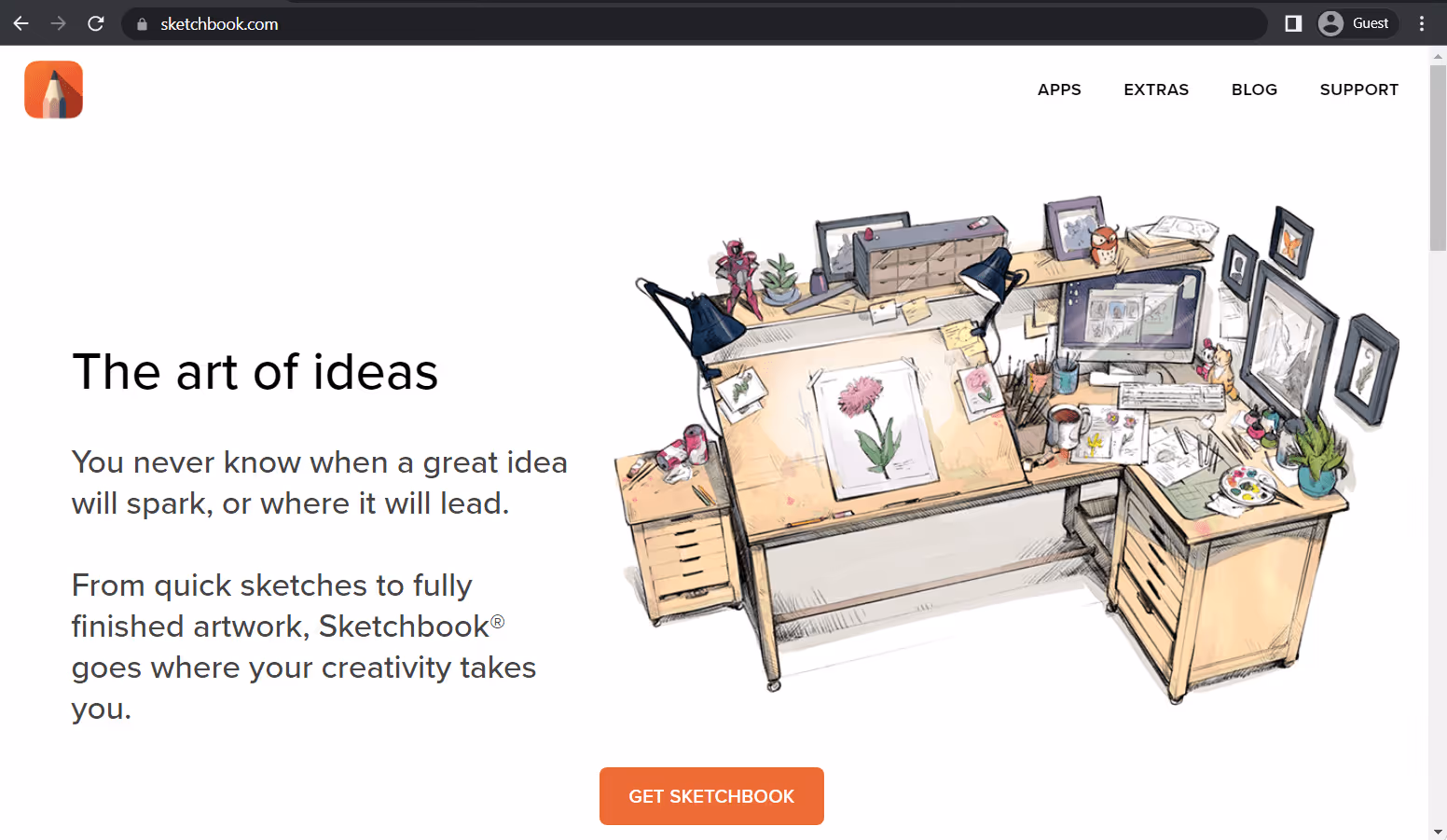 sketchbook landing page