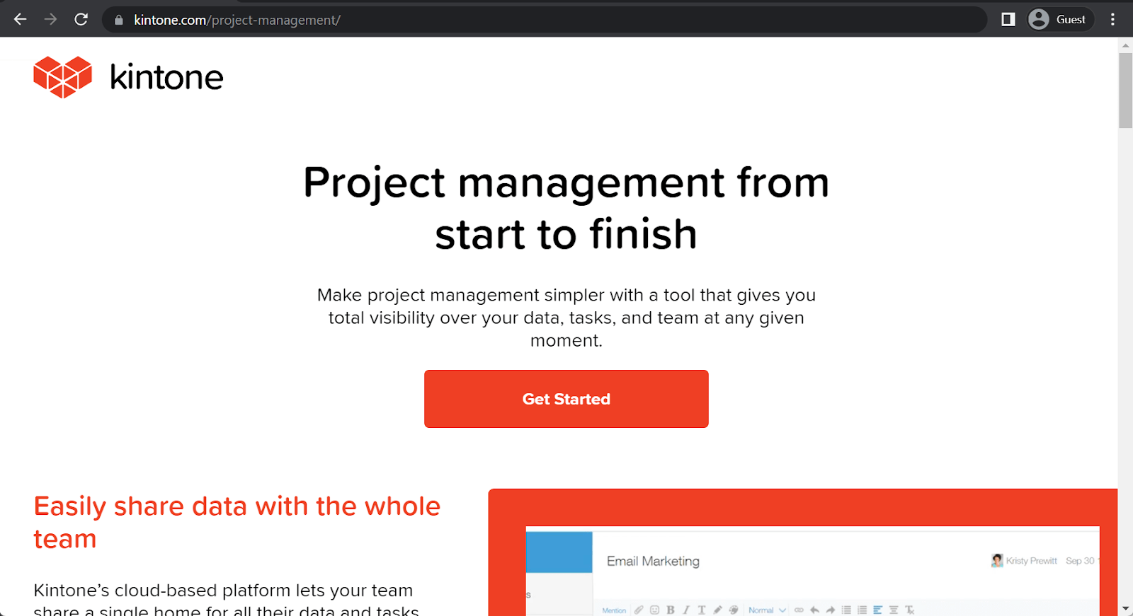 kintone landing page