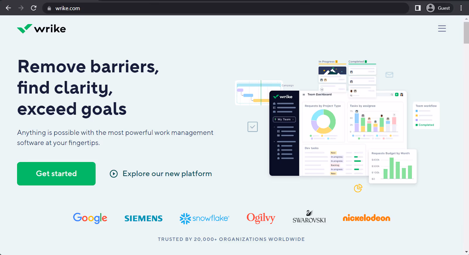 wrike landing page