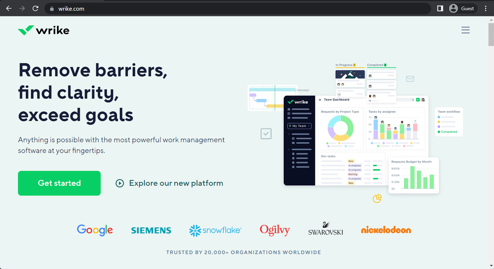 wrike landing page