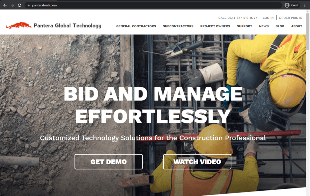 pantera tools landing page
