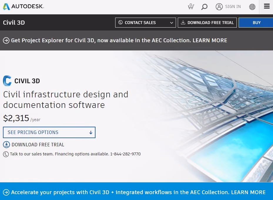 civil 3d landing page