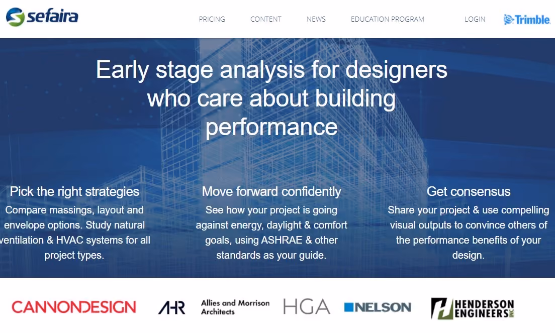 sefaira landing page