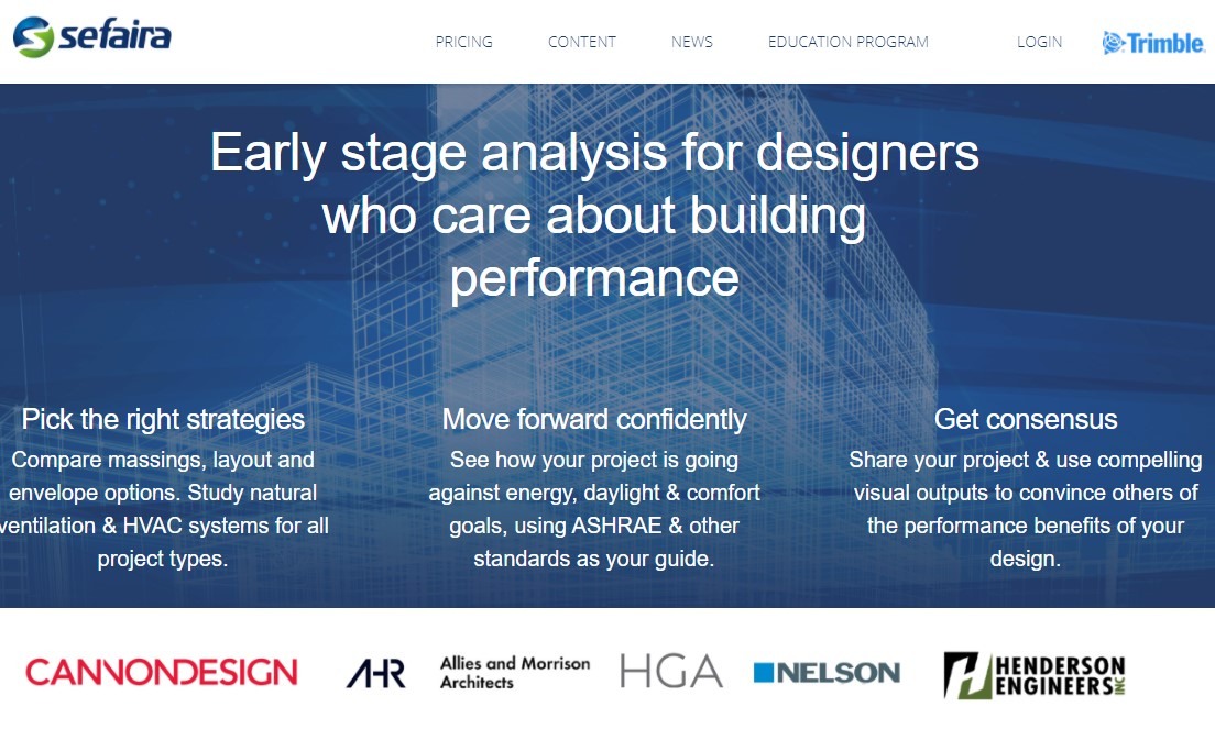 sefaira landing page