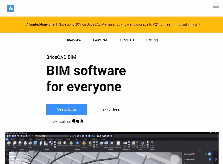 bricscad bim landing page