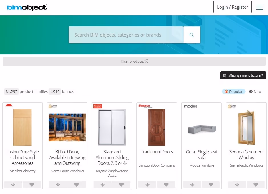 bimobject landing page