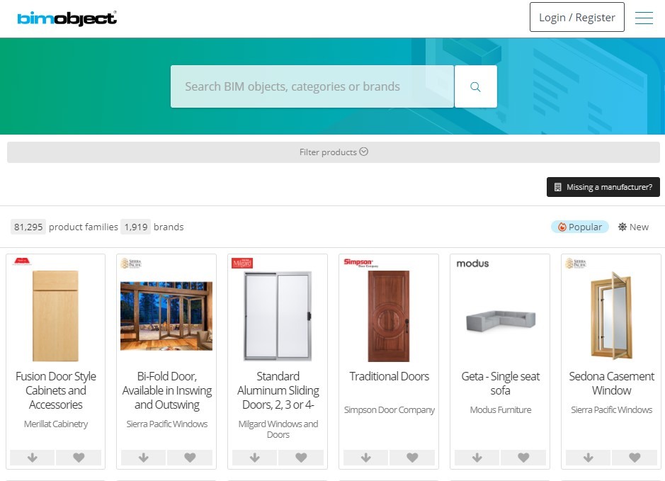 bimobject landing page