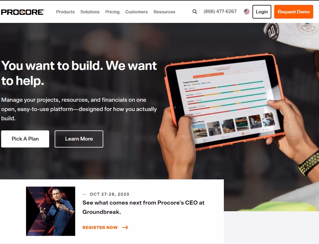 procore landing page
