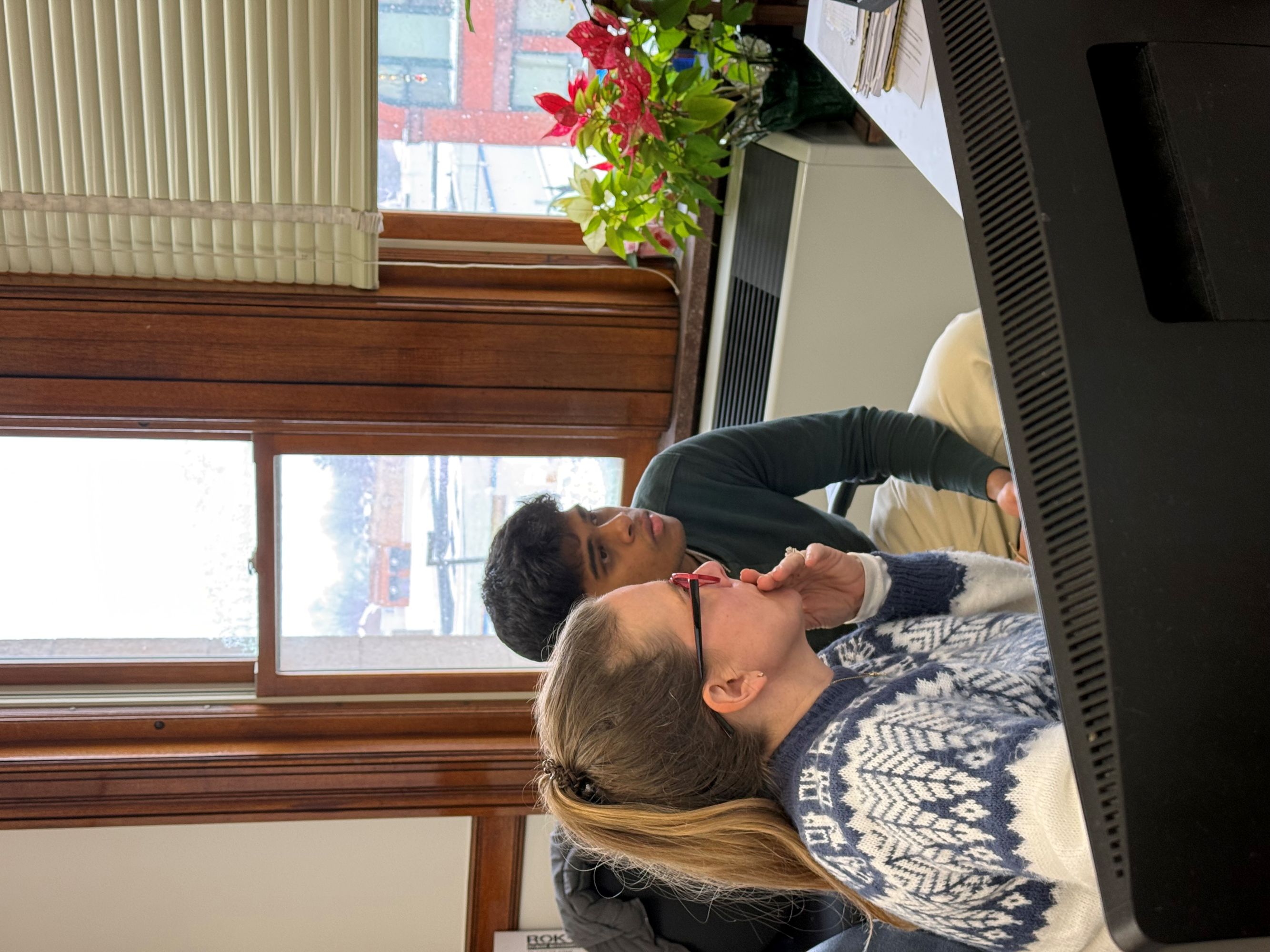 Intern working with the boss