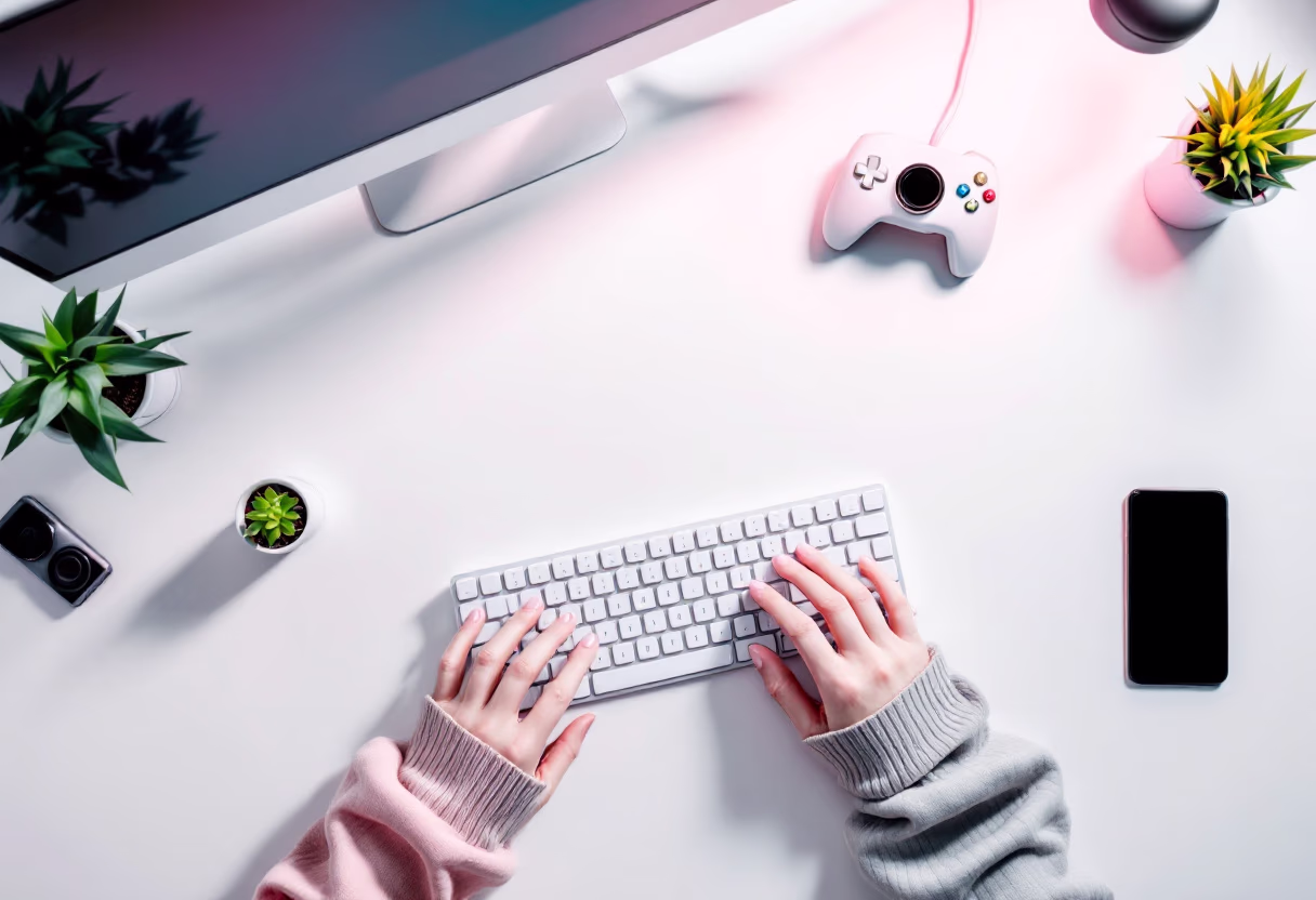 [background image] image of a workspace (for a mobile gaming)