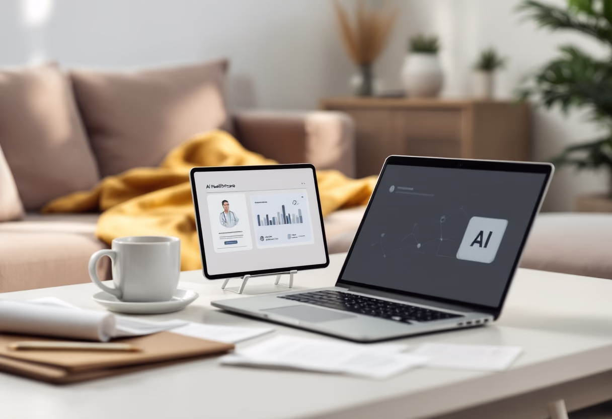 [background image] image of a healthcare professional using ai software (for a ai healthcare company)