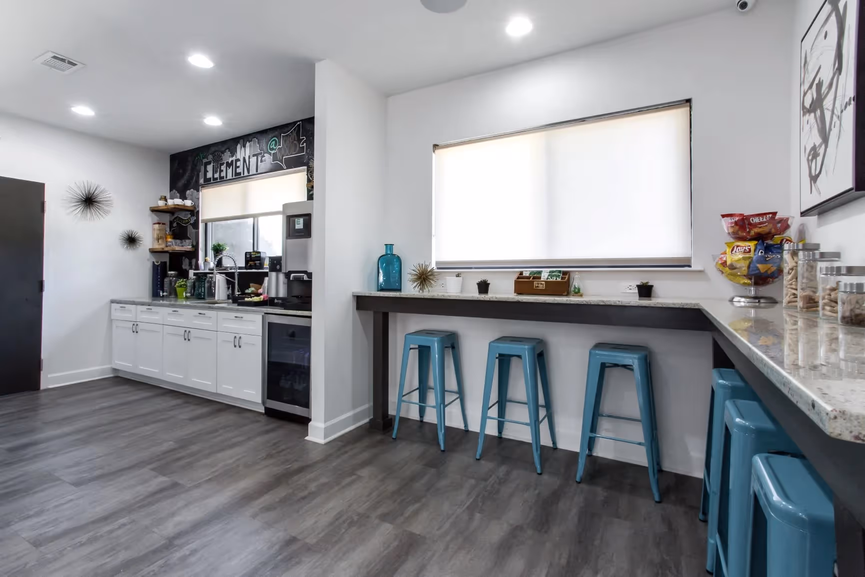clubhouse seating area with snacks