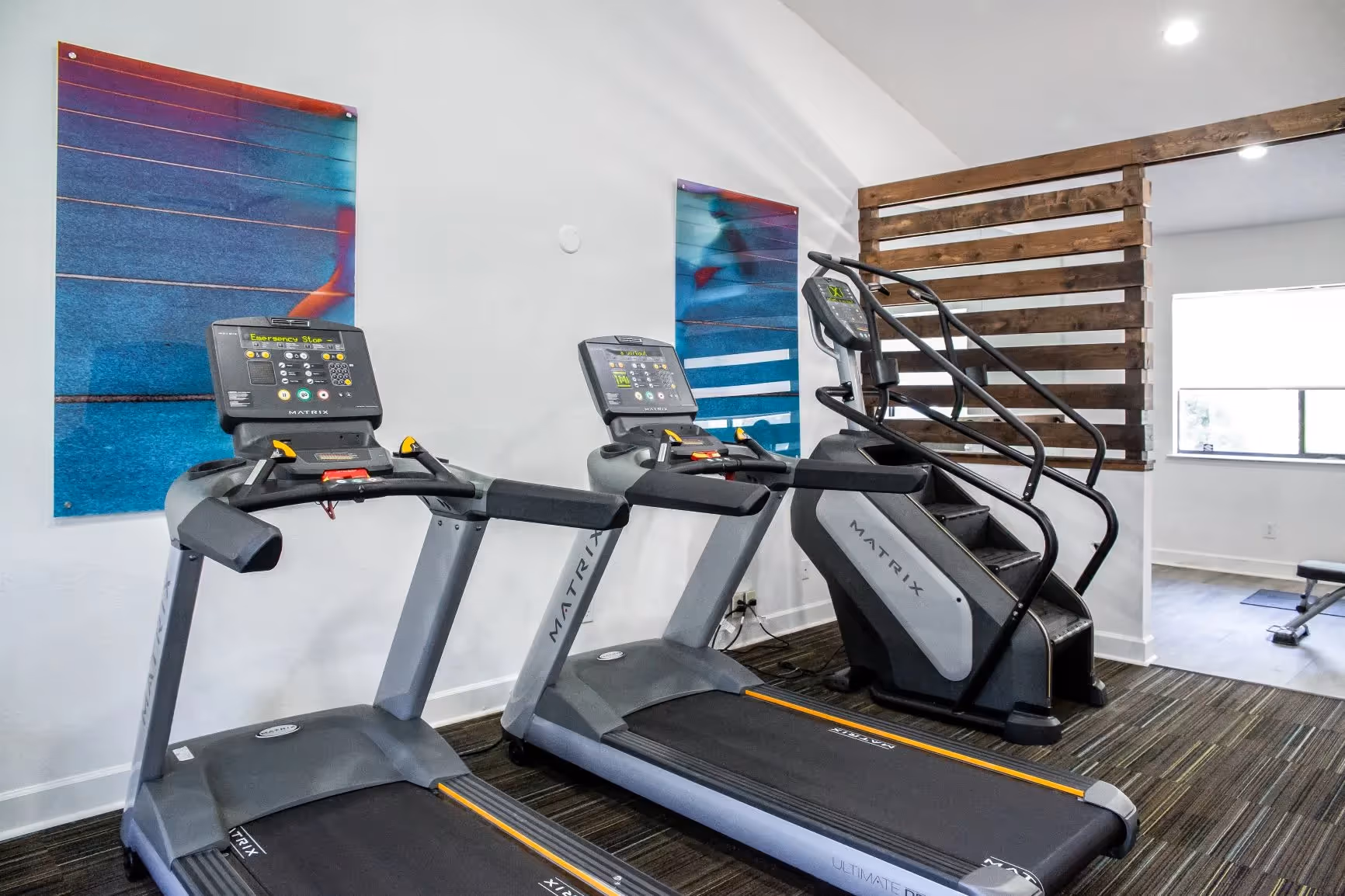 fitness center with treadmills