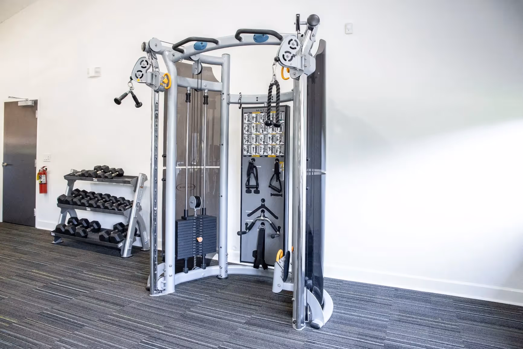 fitness center with strengthening equipment