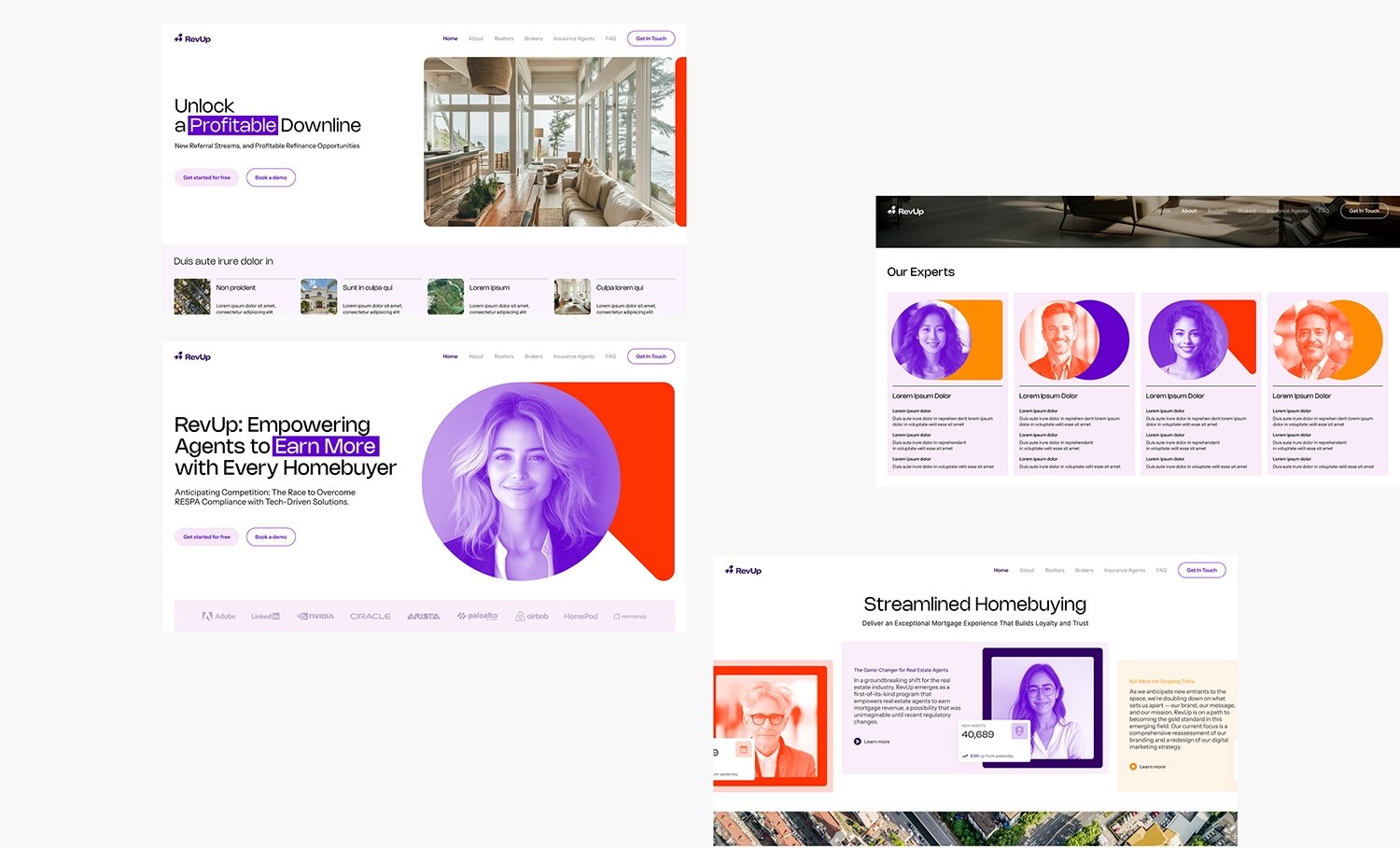 Web section showcasing team member profiles with circular portraits.