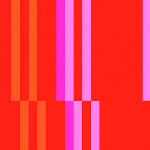 Abstract red and pink vertical stripe pattern.