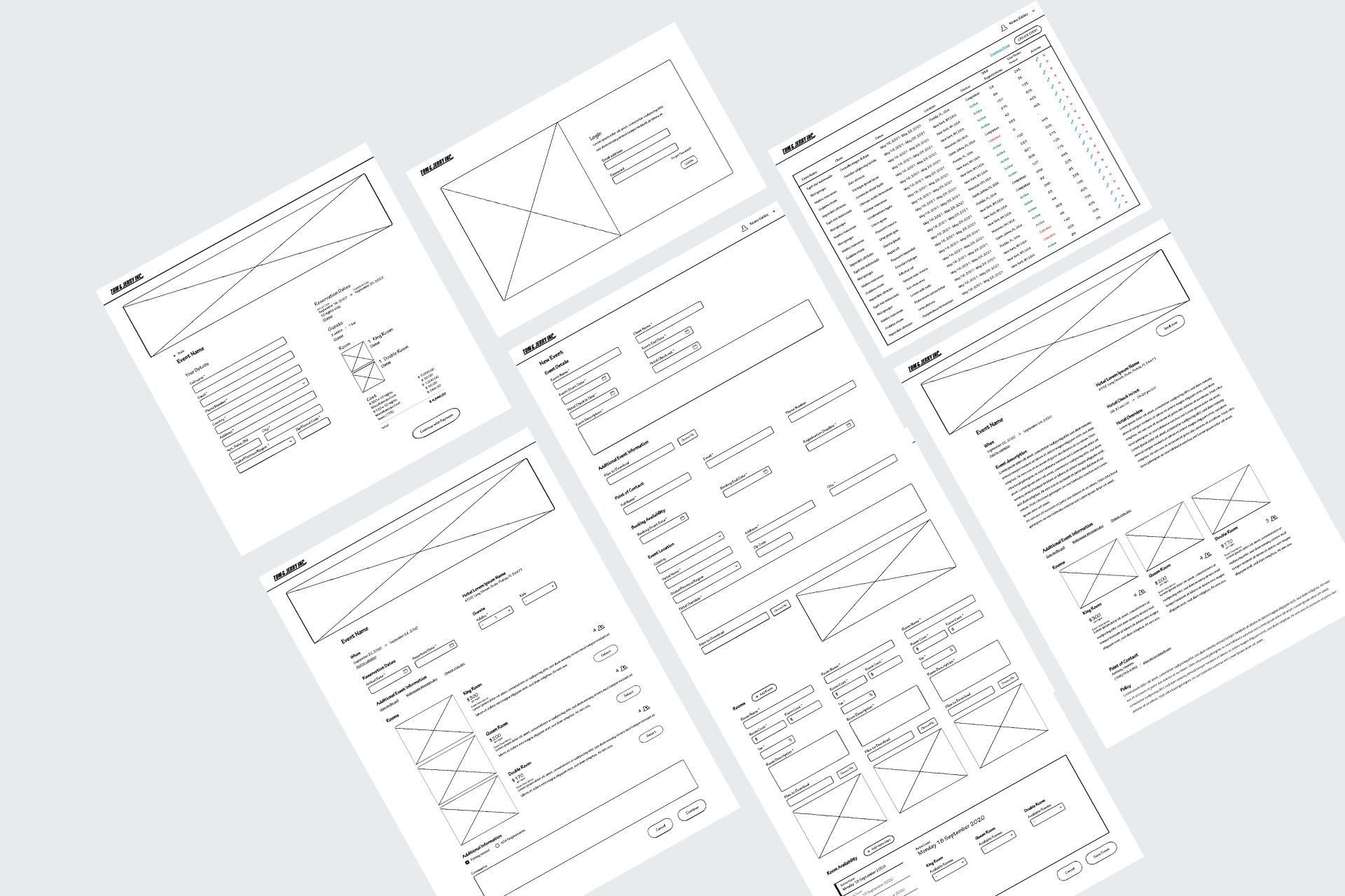 Collection of screens with the final product designed