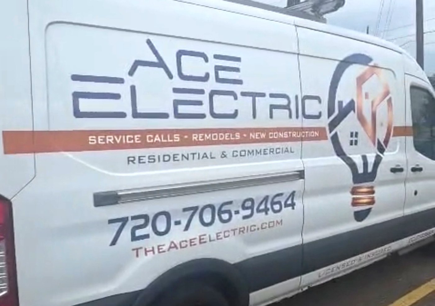 Ace Electric service van in Brighton, CO, licensed and insured electrician for service calls, remodels, and new construction