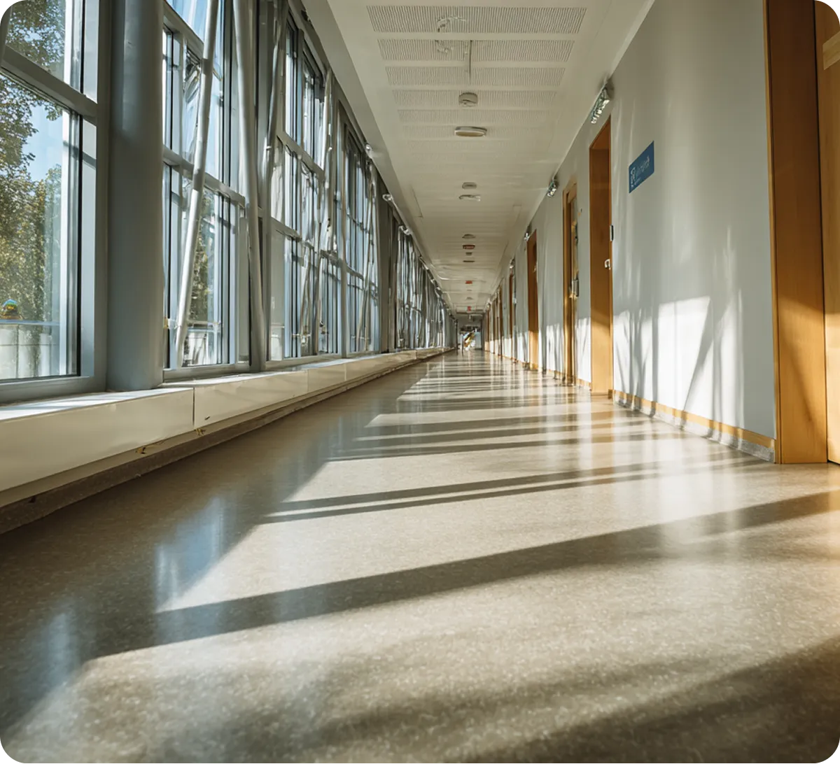 Modern hospital corridor for preventive healthcare