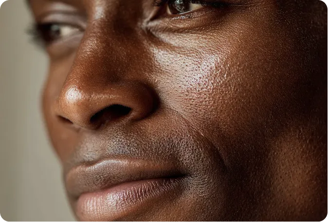 Close-up of healthy facial skin.