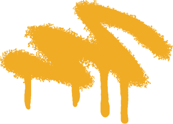 Abstract orange paint strokes with dripping effect on a white background.