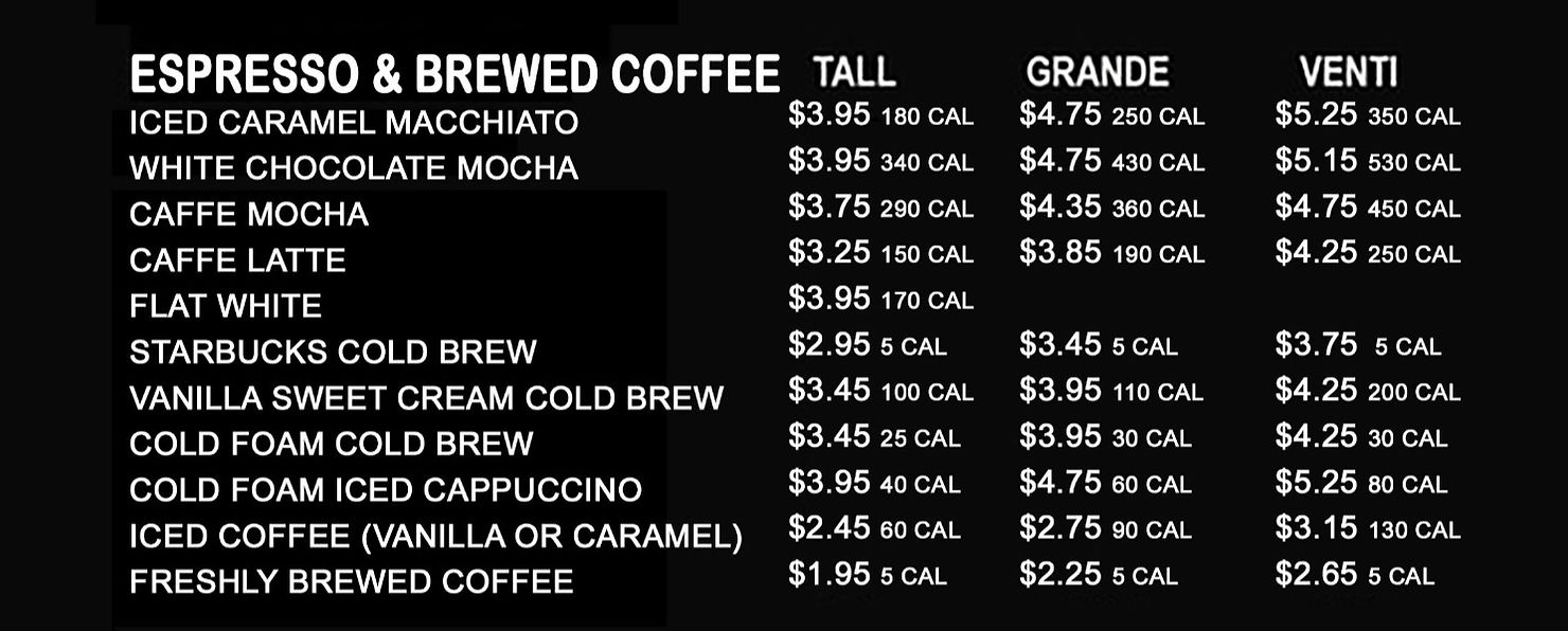 Cost of various different lattes, about $5, which applies to the Stanford study