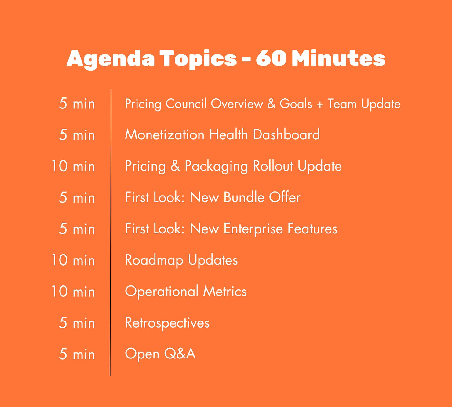 60 minute pricing committee agenda