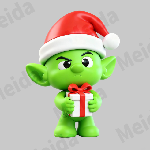Santa Gift Elf – Green Christmas Elf Figurine with Present