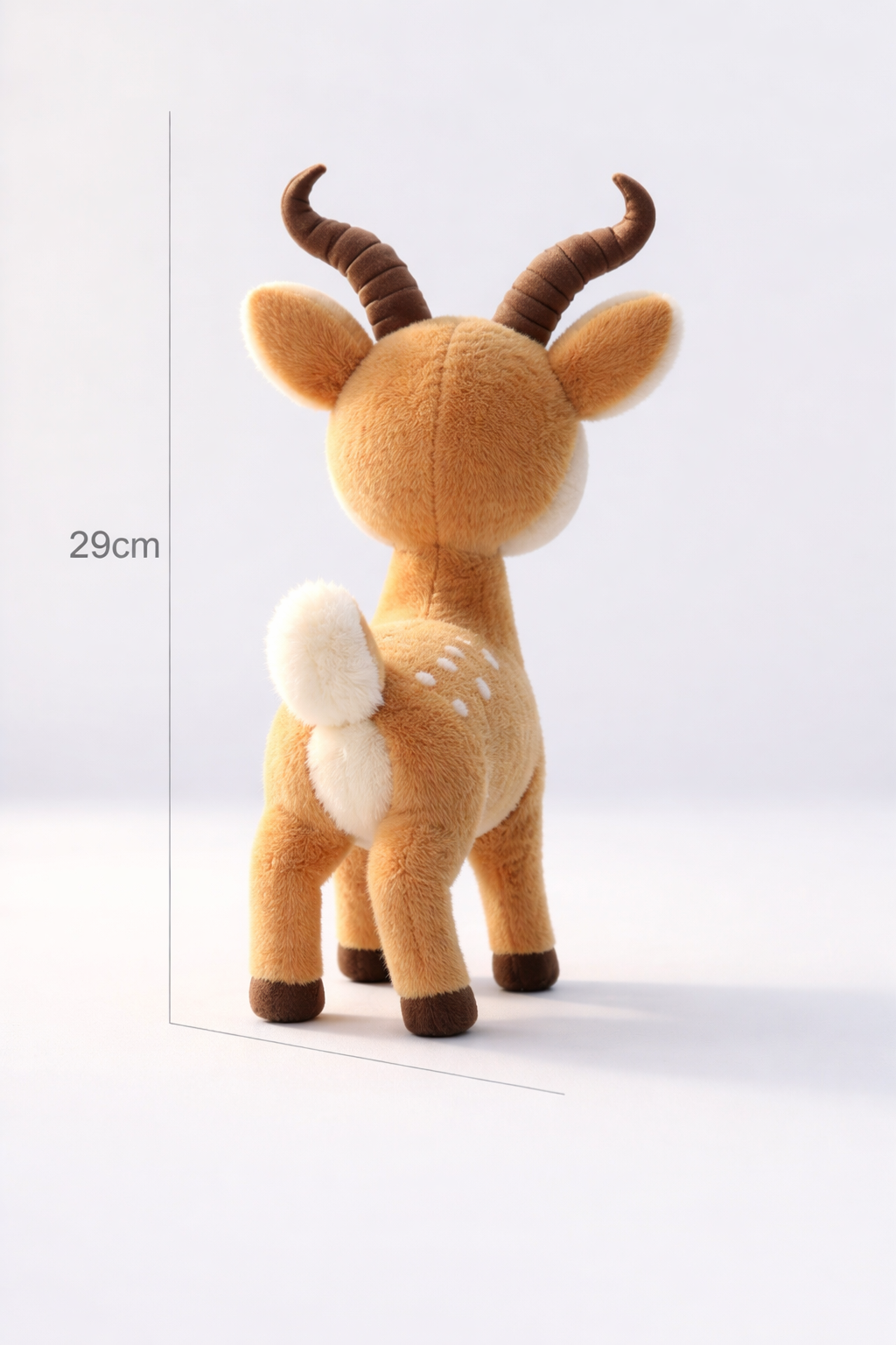 Deer plush toy back view tail detail