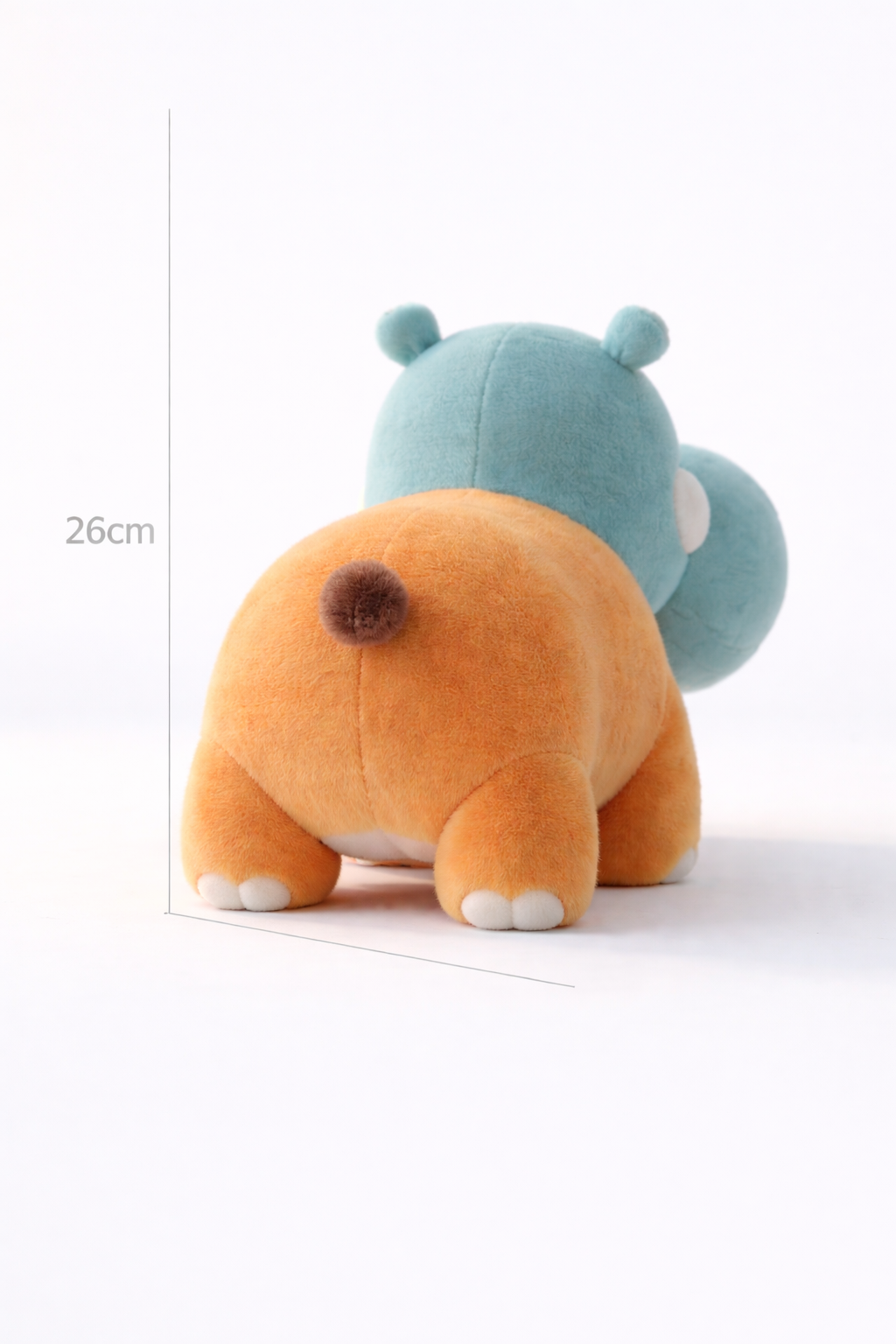Hippo plush toy back view tail detail