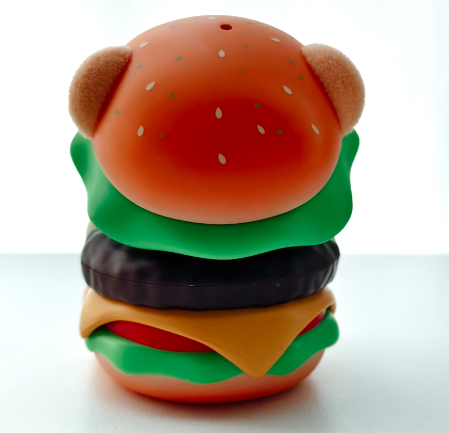 Pizza Hut PVC character toy with flocked surface and molded food design