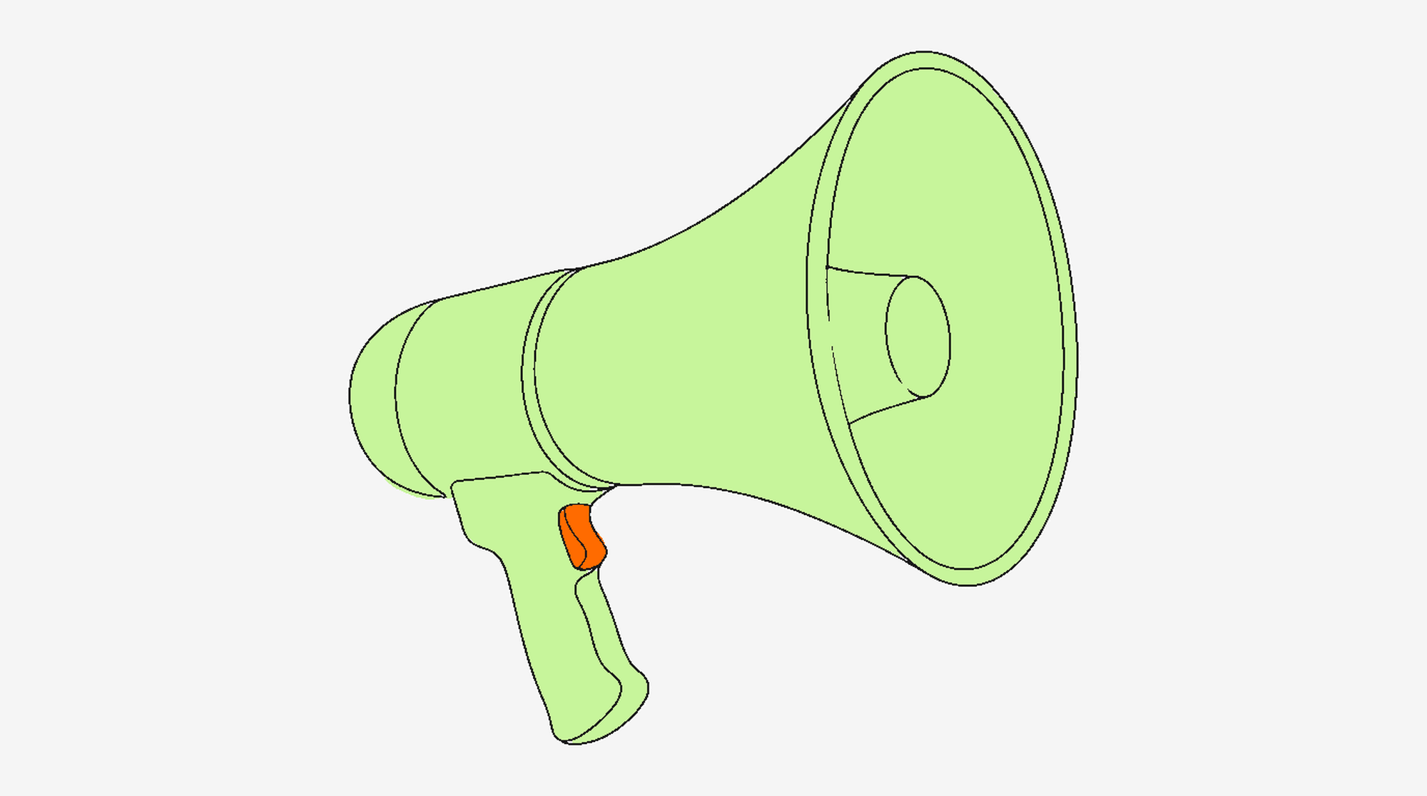 Megaphone illustration representing live commerce broadcasting and real-time audience engagement