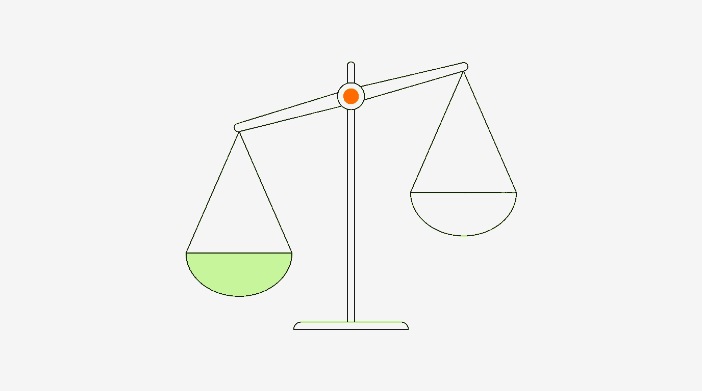 Balance scales representing the ROI balance of seeding-first affiliate strategy
