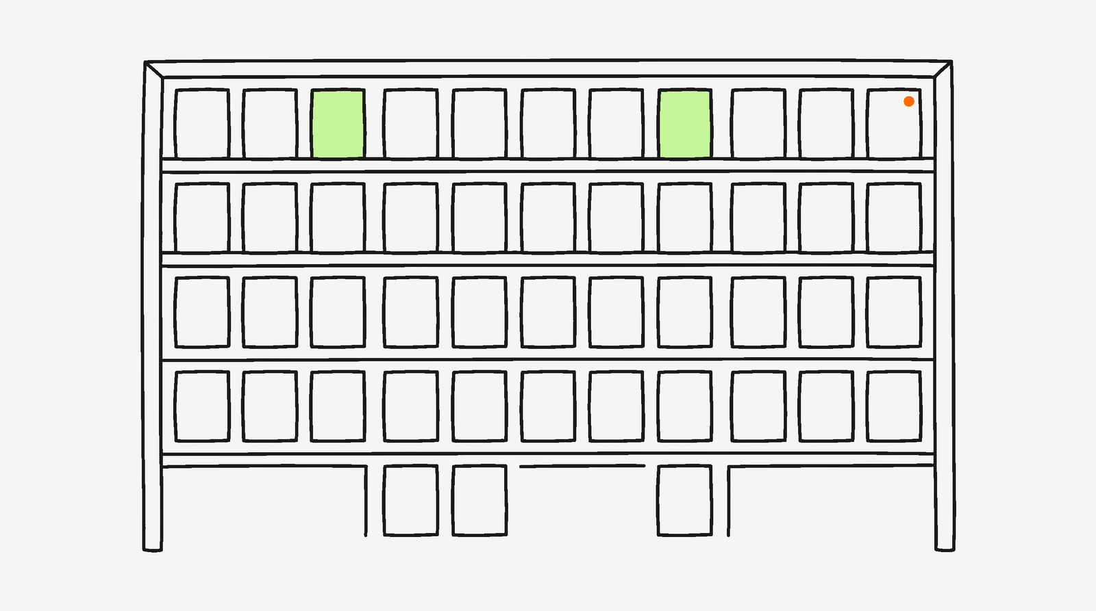 TikTok Shop creator roster seating chart showing scale tiers from 30 to 1,000+ creators