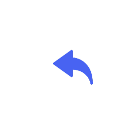 Blue curved arrow pointing left on a white page corner background.