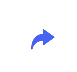 Blue curved arrow pointing to the right on a white background with a cut top-left corner.