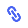 Blue link chain icon on a white rounded square background.