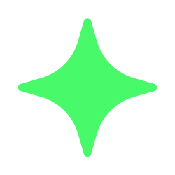 Fényes zöld négyágú csillag ikon világos háttérrel.