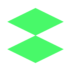 Két egymáshoz közel elhelyezkedő, világoszöld rombusz alakú forma fehér háttéren.