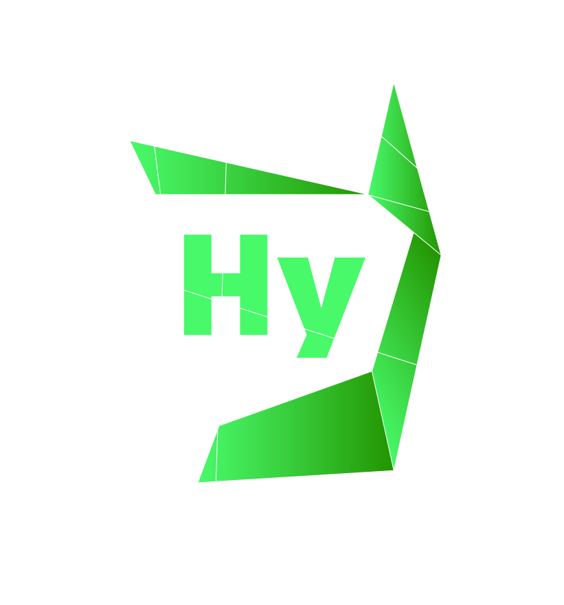 Zöld HyperLab logó geometriai 3D hálóváz szerkezettel fekete háttéren.