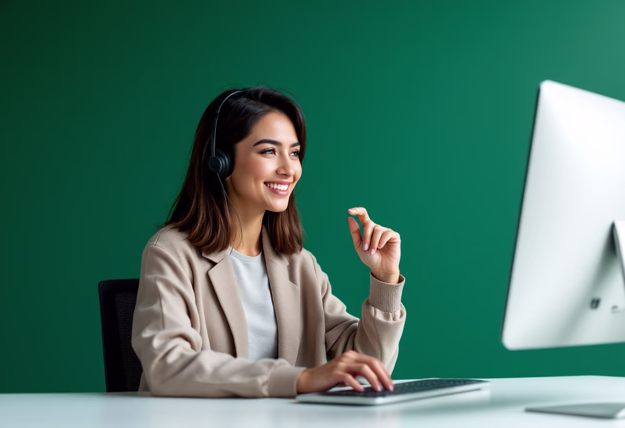image of customer representative at a desk (for a security company)