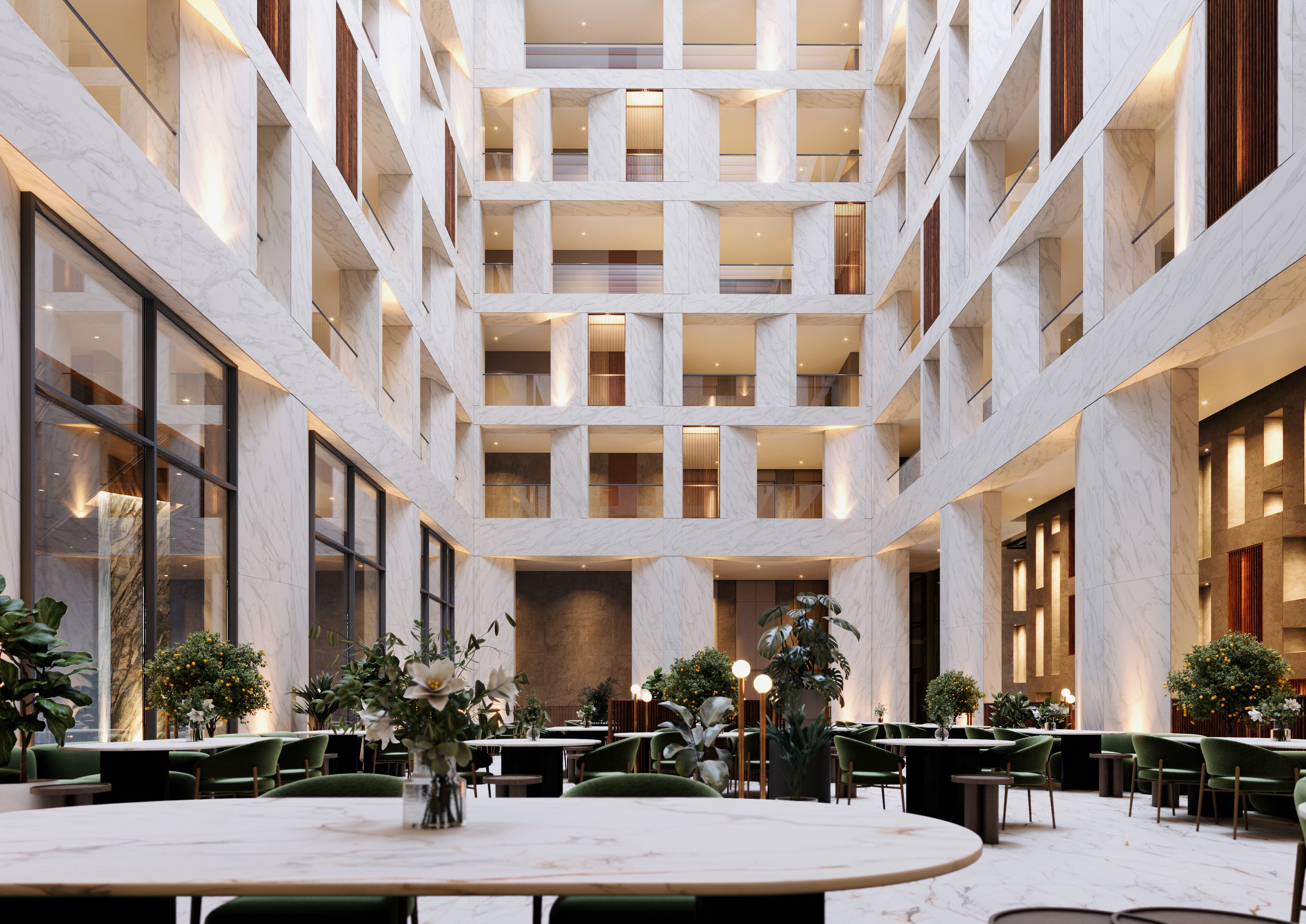 Beautiful young woman in orange glasses on orange background.