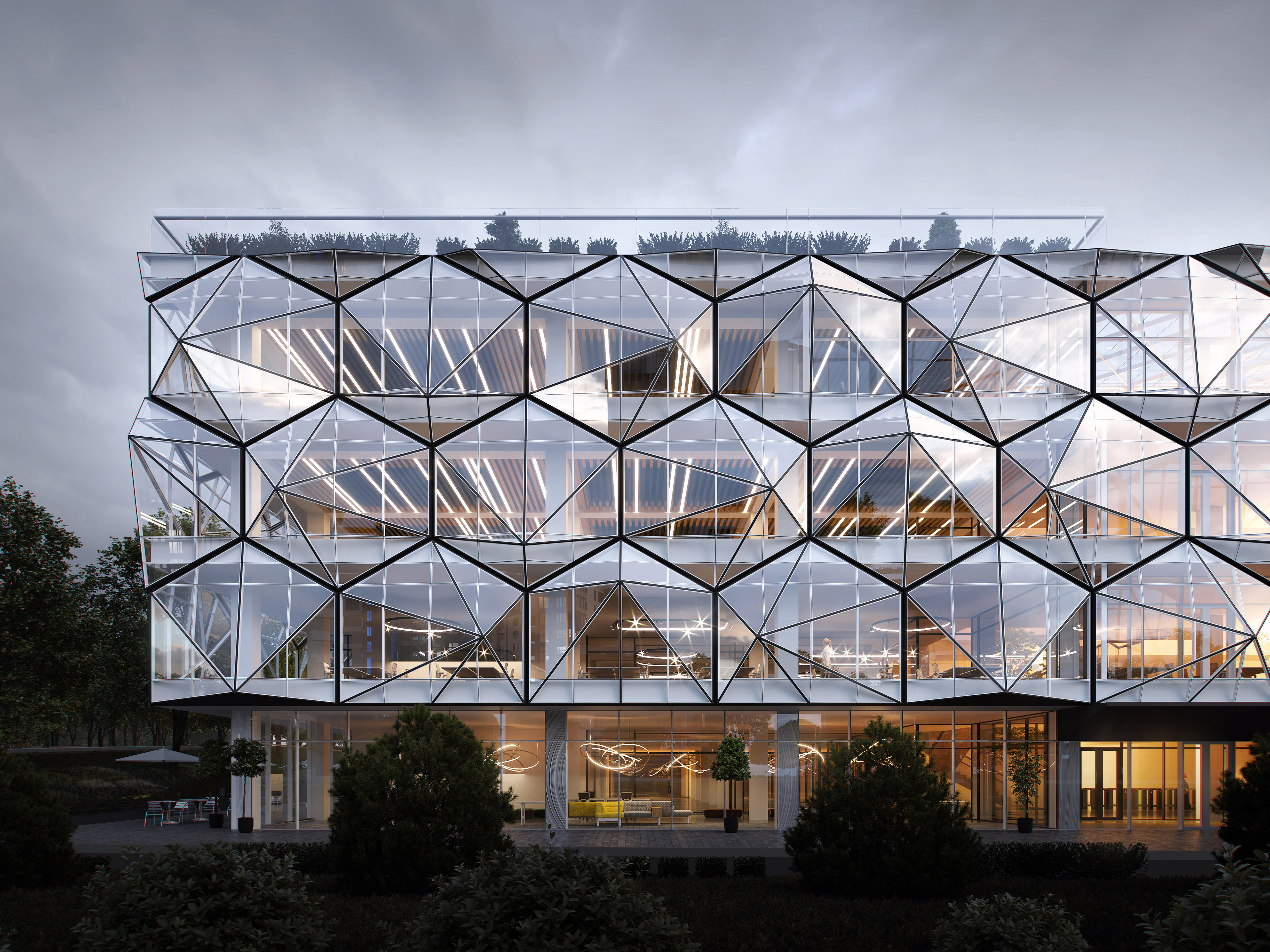 Single orange flower on the clear sky background.