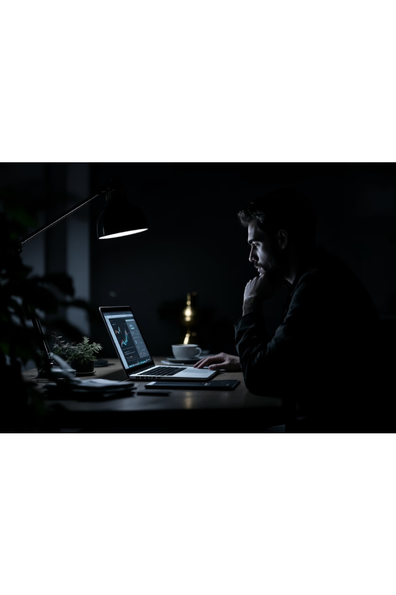 image of business professional reviewing analytics (for a hr tech)
