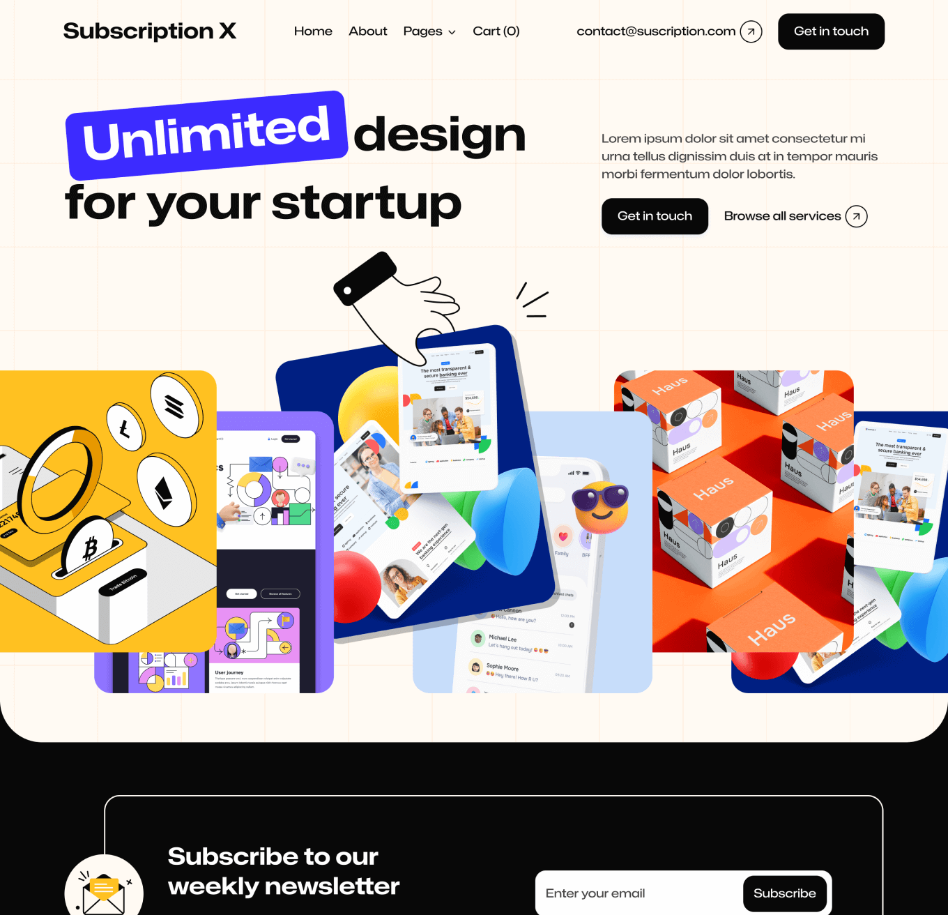 Subscription X - Home V3 Hero Page Unlimited Design Agency Webflow Template