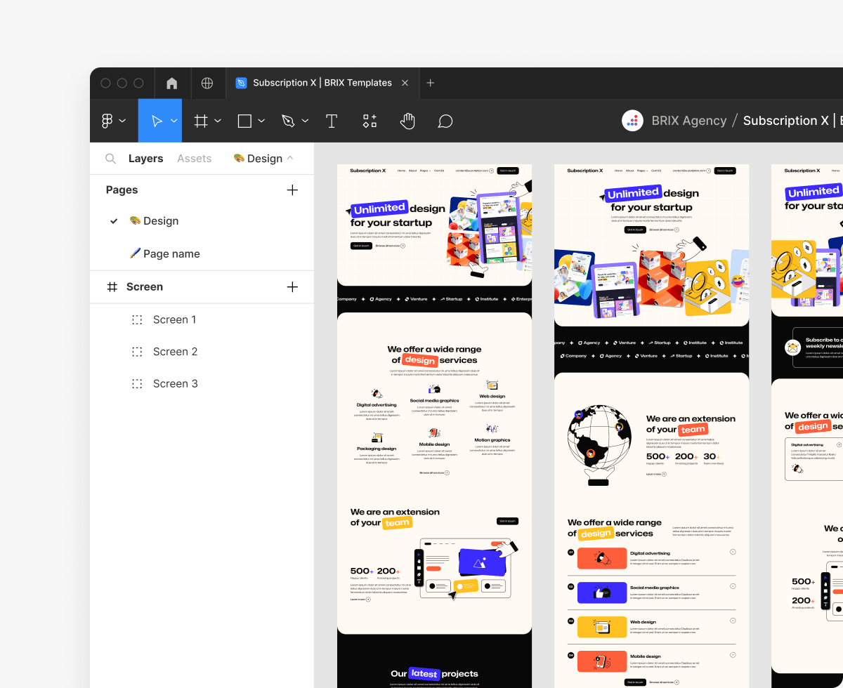 Subscription X - Figma Files Included Unlimited Design Agency Webflow Template