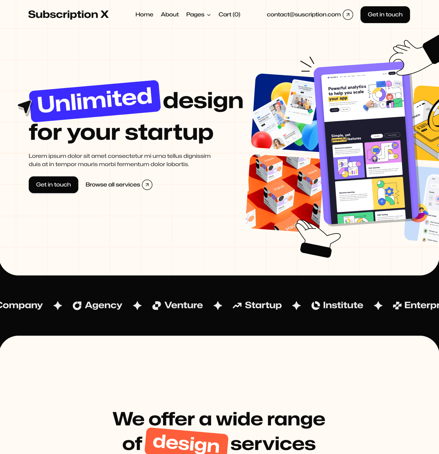Subscription X - Home V1 Main Page Unlimited Design Agency Webflow Template