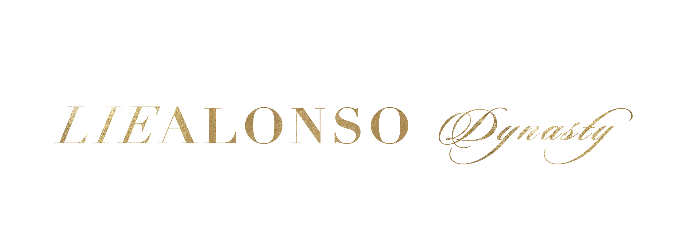 Gold textured text reading 'LIE ALONSO Dynasty' on black background.