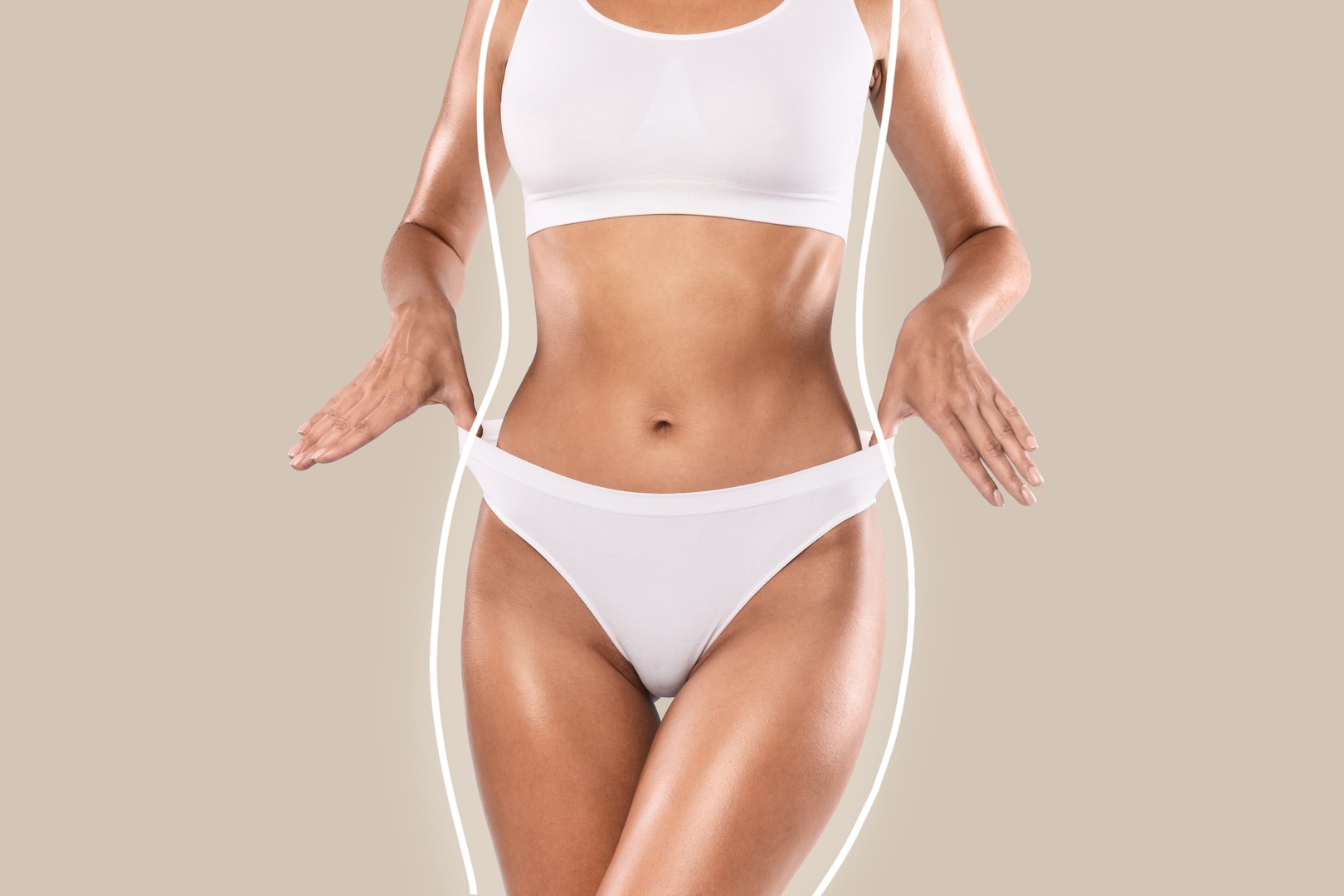 woman wearing white set outlined